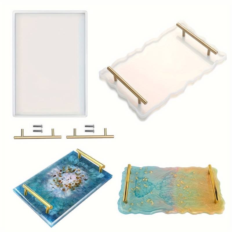 Large Tray Mold Rectangle Silicone Tray Molds For Resin Casting Deep Flat  Tray Resin Mold Silicone With Golden/silvery Handle For Resin Tray Casting  Jewelry Display - Temu Bahrain